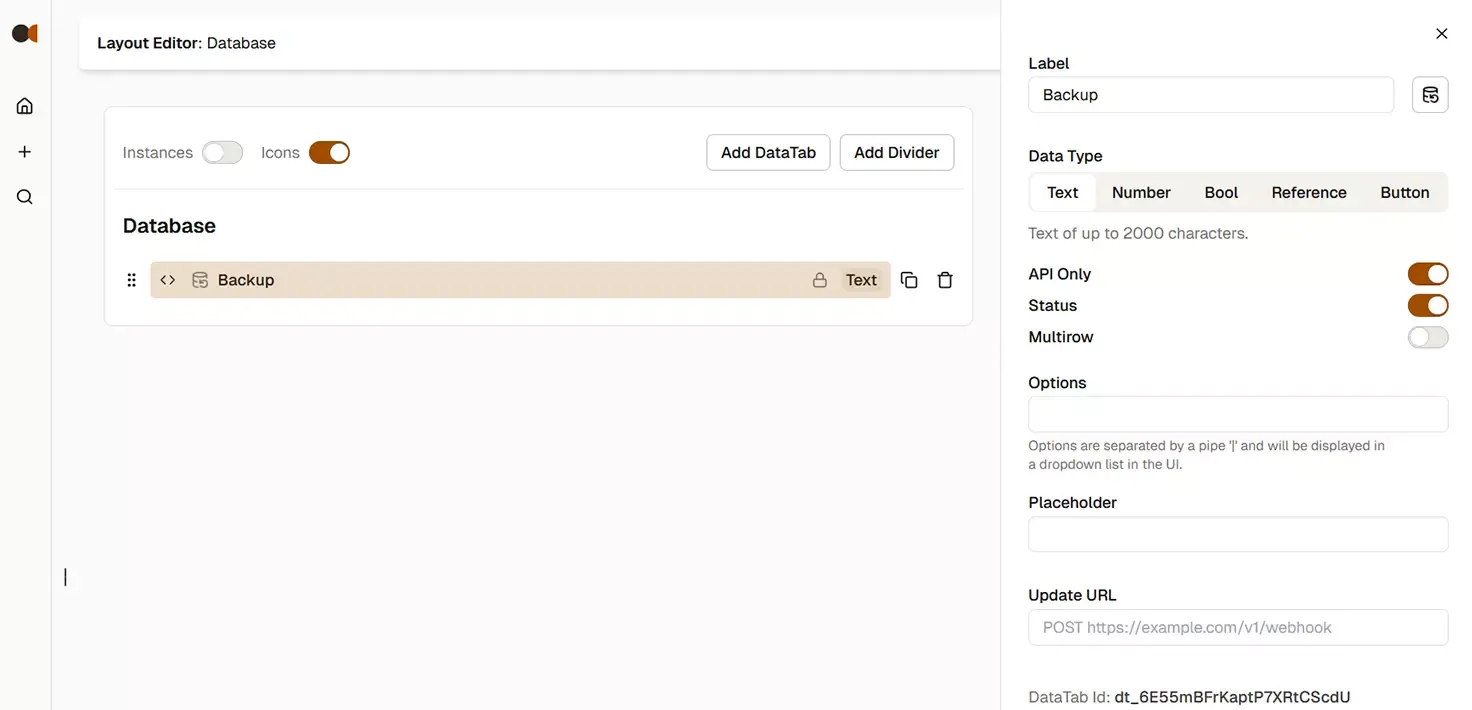 Creata a DataTab for the n8n workflow result
